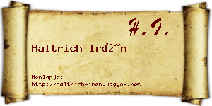 Haltrich Irén névjegykártya